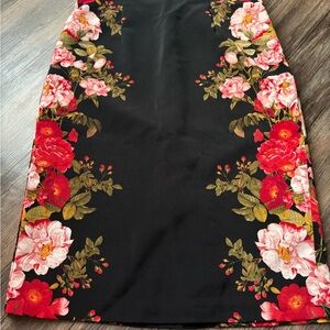 Worthington Black Skirt with Red Floral Design
